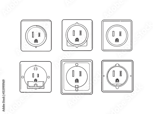 Minimalist electrical power outlet drawing vector illustration