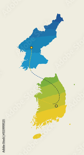 The map features landmarks and mountains, with a traditional architectural design on top of both the southern and northern parts.
