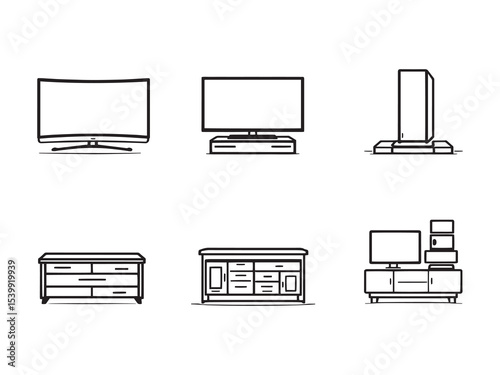Minimalist entertainment unit line art home decor