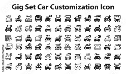 car Customization Icon Design.svg. collection, sketches, logo illustrations, web symbols, outline style pictograms package isolated on white background. Vector graphics. stock illustration