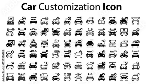 car Customization Icon.svg. collection, sketches, logo illustrations, web symbols, outline style pictograms package isolated on white background. Vector graphics. stock illustration