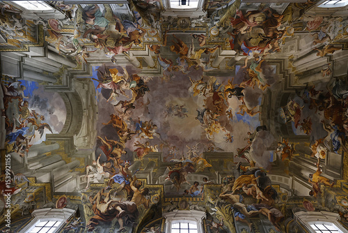Saint Ignatius of Loyola church, Rome, Italy. Ceiling frescoes. Glory of Saint Ignatius
