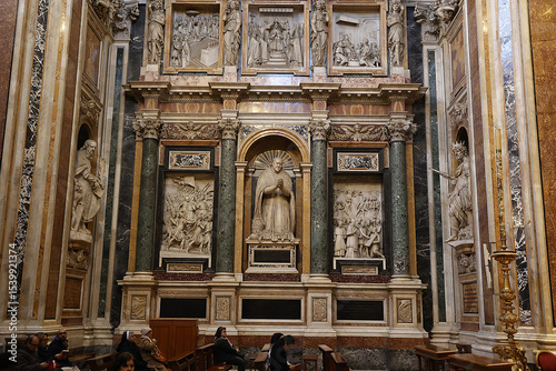 St. Maria Maggiore basilica, Rome, Italy. Start of mass in  Cappella Paolina (or Borghese Chapel)