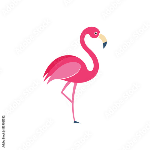  Flat and Minimal pink flamingos vector illustration 