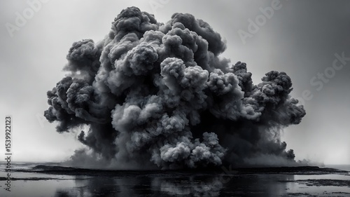 Eruption of Gray: An awe-inspiring display of natural power is captured in monochrome. A vast cloud of smoke billows dramatically, creating a mesmerizing spectacle.