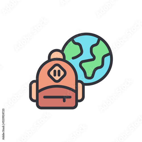 Backpack With Globe Illustration Symbolizing Global Education Concept