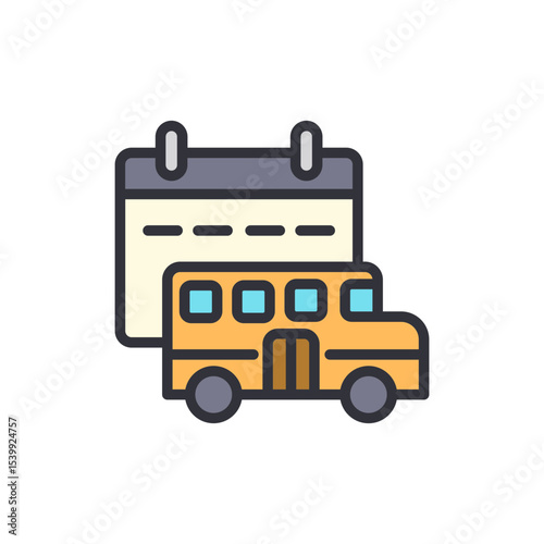 Scheduled Transportation Illustrated By Calendar And Yellow School Bus
