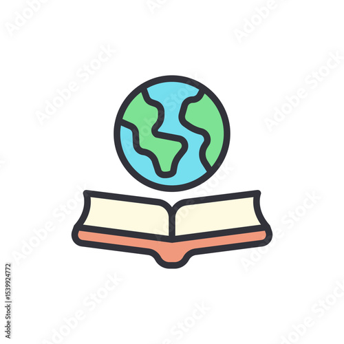 Global Education Concept Showing Open Book With A Globe Illustration