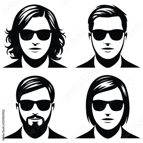 Hairstyle icons for men women vector isolated white background