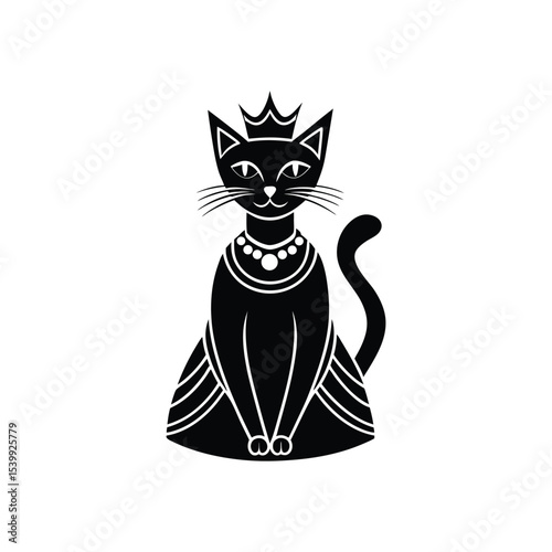 Flat and Minimal cat queen vector illustration