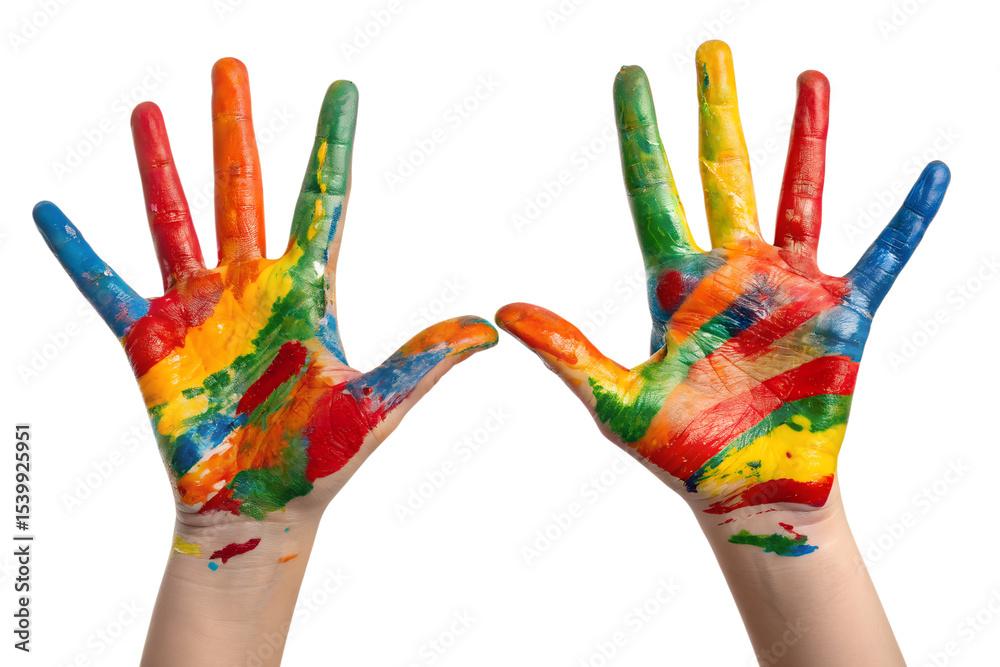 Fototapeta premium Colorful Paint Hands, Child's Hands, Creative Art
