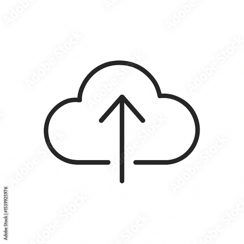 A minimal cloud upload icon representing data transfer or storage, perfect for tech or cloud computing content.


