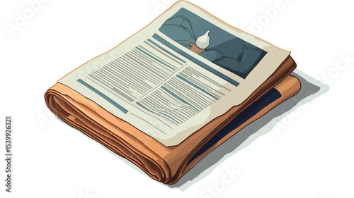 A digital illustration of a folded newspaper. The newspaper is depicted in a beige and brown color palette, suggesting an aged or vintage look. The illustration style is cartoonish or stylized, 