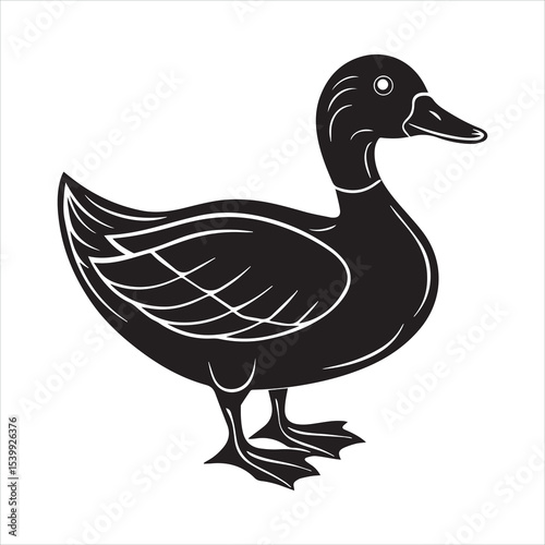 Duck silhouette vector illustration logo sticker