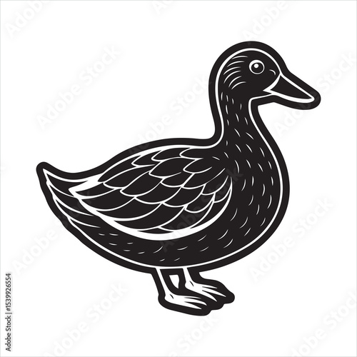 Duck silhouette vector illustration logo sticker