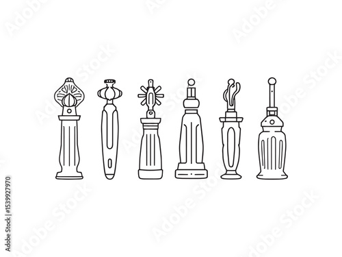 Minimalist garlic press outline drawing kitchen utensil vector