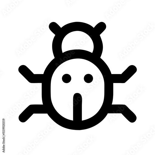 Simple black bug icon symbolizing a software bug, computer virus, or cybersecurity threat commonly used in tech and IT.
