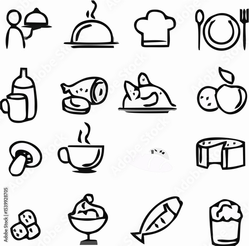 Food drink icons stock.eps