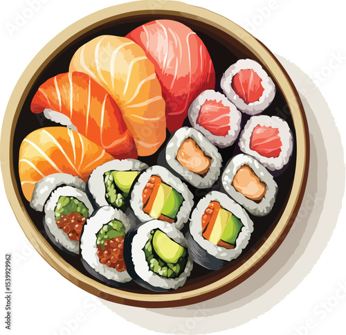 sushi and salmon vector art