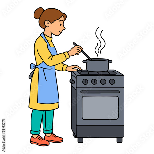 Cooking, Kitchen stock illustration.