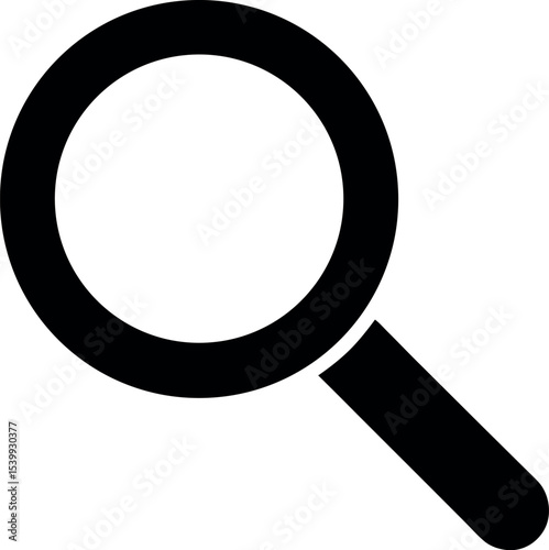 Magnifying Glass Search Icon Silhouette Vector for Research and Discovery Theme