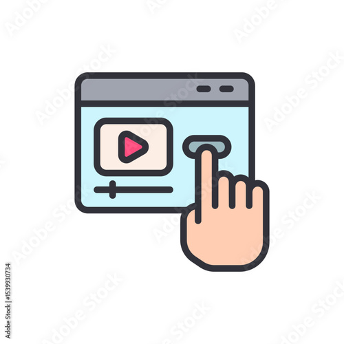 Interactive Online Video Platform Featuring Touchscreen Navigation Icon