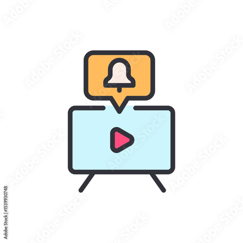 Online Video Platform With Notification Bubble And Play Button Vector