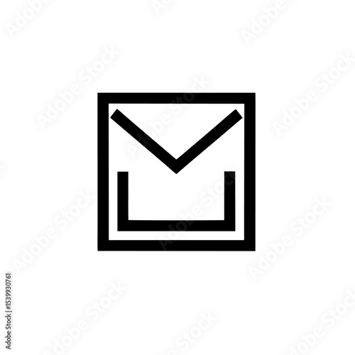 A simple black outline of a square containing a v shape and two vertical lines inside