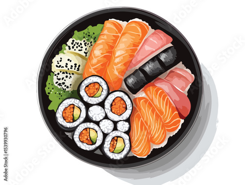 sushi and salmon vector art