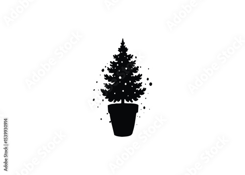 isolated-chrismas-tree-in-pot--background-illustra.eps