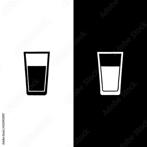 A glass of liquid on a white background and a glass of liquid on a black background