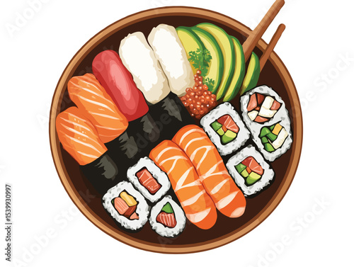 sushi and salmon vector art