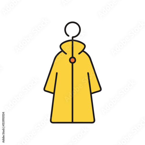 Yellow Raincoat Hanging on Hook Vector Icon for Outerwear and Rain Protection