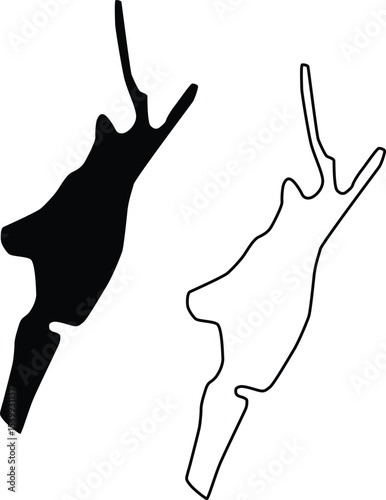 Map of Deer Lake Connecticut USA Silhouette Flat and Outline Design