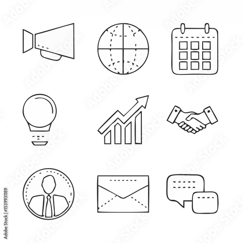 Business Icon Set - Thin Line...