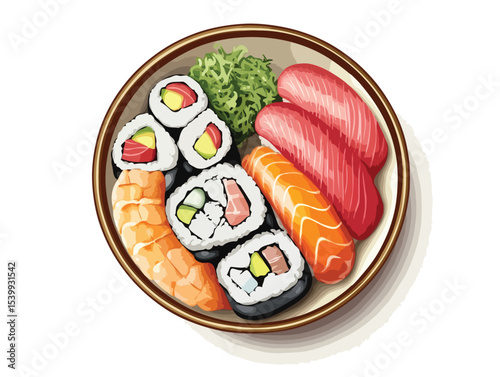 sushi and salmon vector art