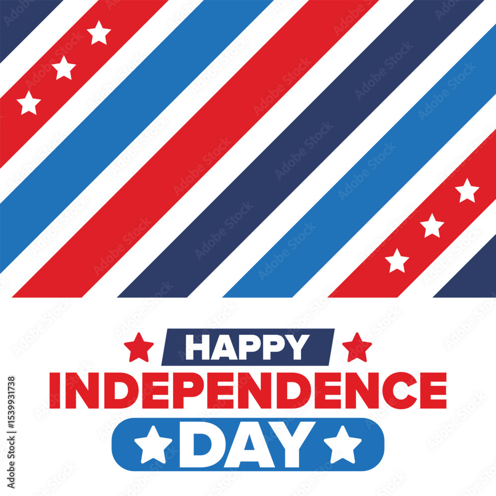 Obraz premium Independence Day in United States of America. The Fourth of July. Happy national holiday, celebrated annual in July 4. American flag. Country freedom day. Patriotic event design. Vector poster