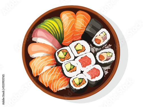 sushi and salmon vector art