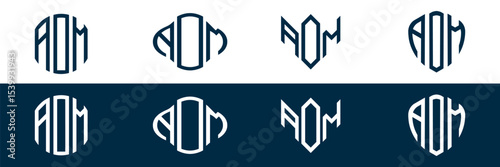 AOM letter logo set design