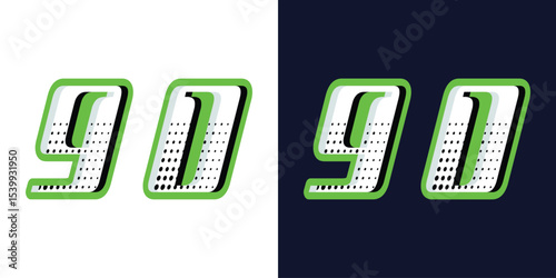 number 90 with racing effect