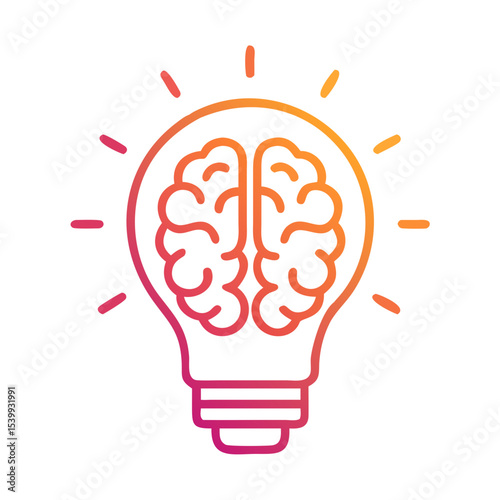 Creative Idea Lightbulb – Brain Inside Vector Illustration