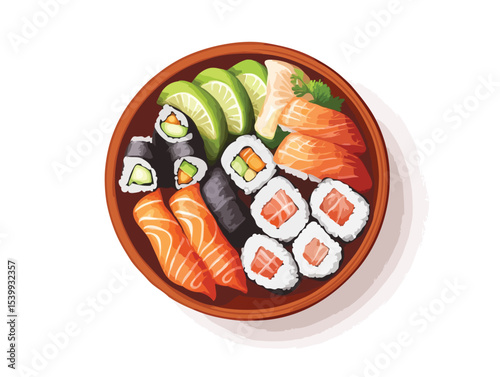 sushi and salmon vector art