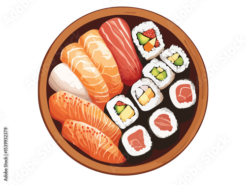 sushi and salmon vector art