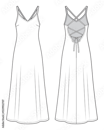 Coctail maxi dress with open back