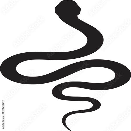 Isolated black silhouette of a snake coiled and upright on a plain white background vector illustration