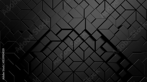 Geometric Shapes Form a Wave. Abstract motion, two color, 3d rendering, 4k resolution
