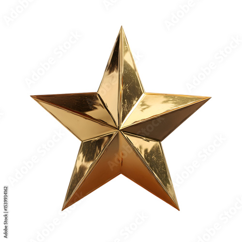 Shiny gold star award symbol isolated on transparent background