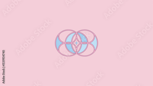Dual pastel ring logo in soft pink and blue harmony