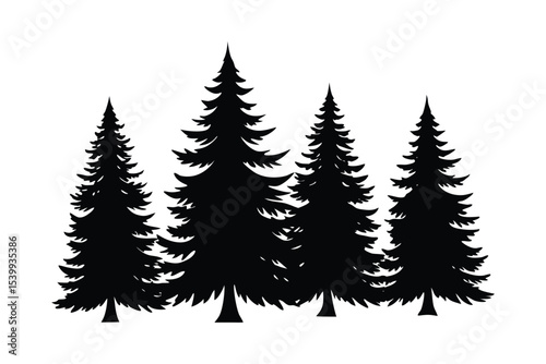 Silhouette art illustration of pine trees.eps