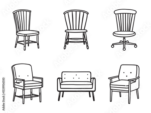 minimalist line art dining chair vector illustration design